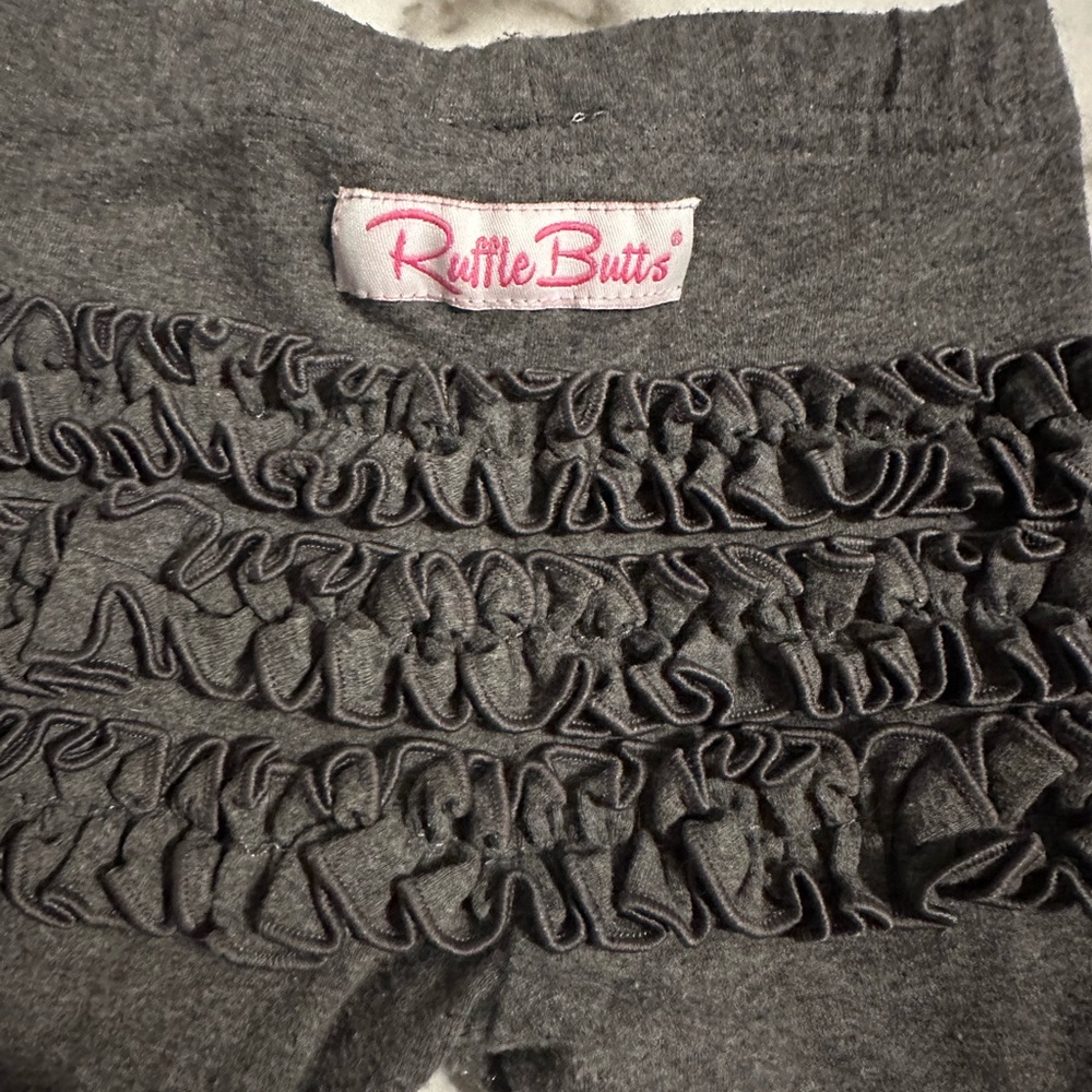 RuffleButts Gray Ruffled Pants - Picture 4 of 5